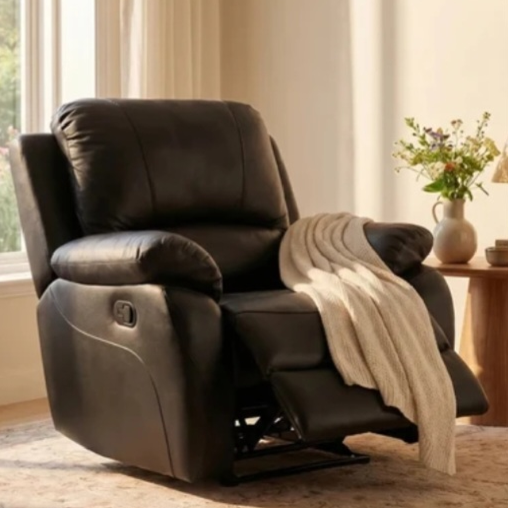 Zoma Black Leather Recliner 3 + 1 + 1 Seater Sofa Set