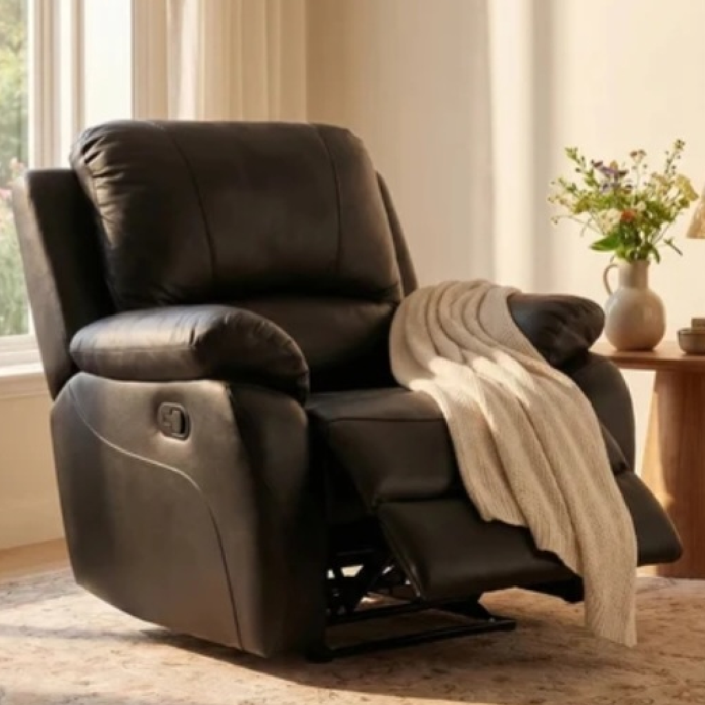 Zoma Black Leather Recliner 3 + 2 + 1 Seater Sofa Set