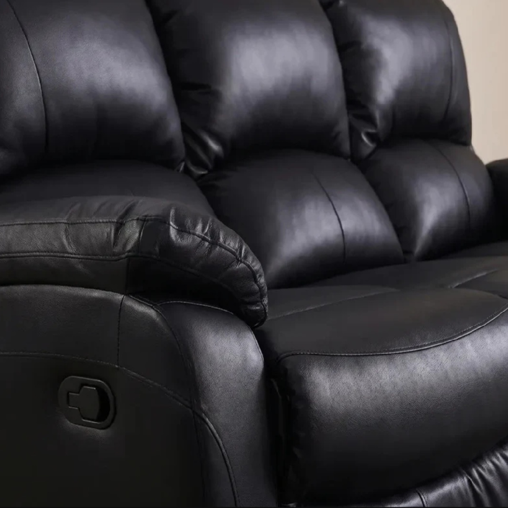 Zoma Black Leather Recliner 3 + 1 + 1 Seater Sofa Set