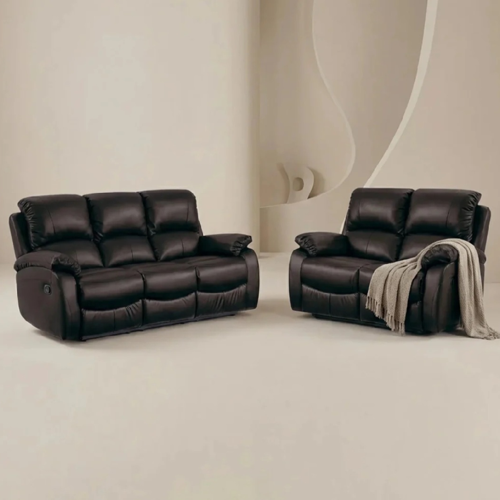 Zoma Brown Leather Recliner 3+2 Sofa Set