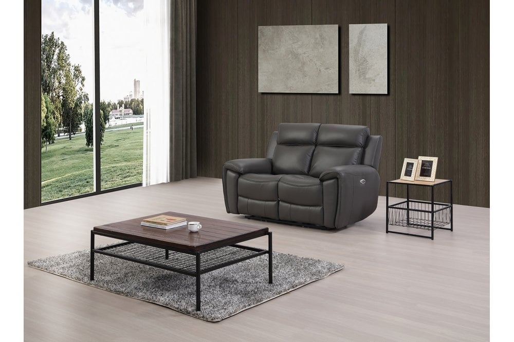 Annecy Genuine Leather Grey Electric Power Recliner 2 Seater