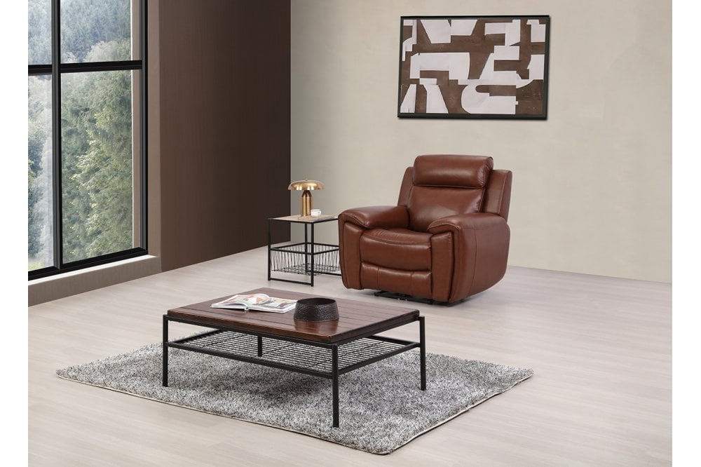 Anncey Genuine Leather Tan Electric Power Recliner Armchair