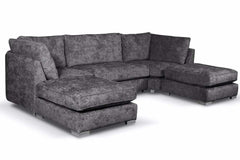 Bishop  Coal Alska Fabric U Shaped High Back Corner Sofa