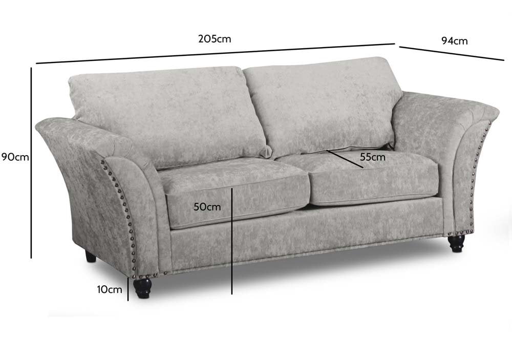 Canterbury Truffle Fabric 3 Seater Sofa