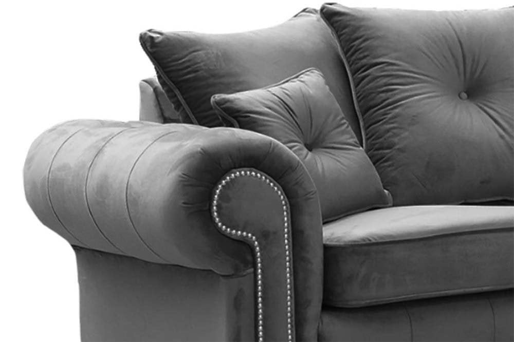 Olympia Grey Fabric Velvet 3 Seater Sofa