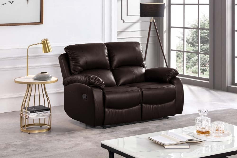 Zoma Brown Leather Recliner 2 Seater Sofa