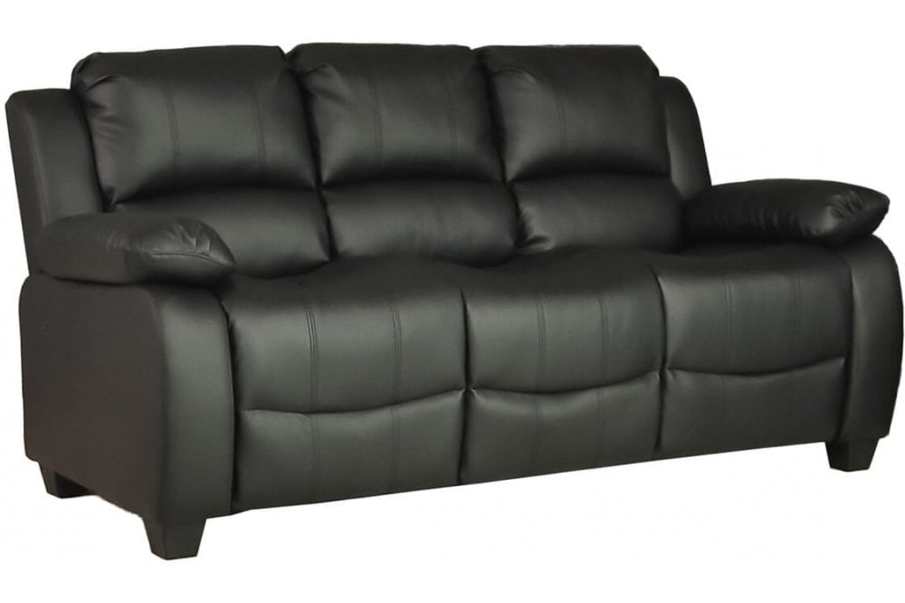 Valeria Black Leather 3+2 Seater Sofa Set