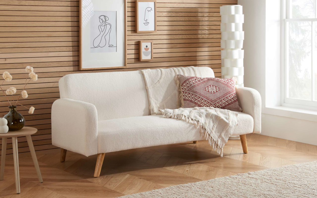 Micah Boucle White Sofa Bed
