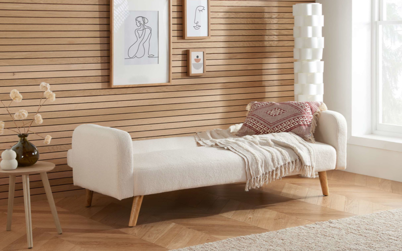 Micah Boucle White Sofa Bed