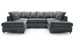 Heidi Dark Charcoal Crushed Chenille U Shape Sofa