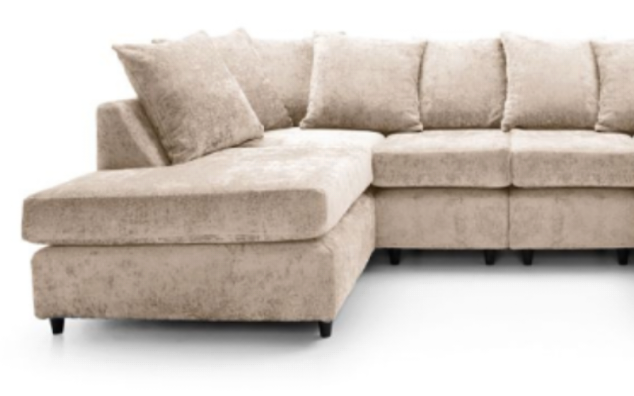 Heidi Cream Sand Chenille Fabric U  Shape Sofa