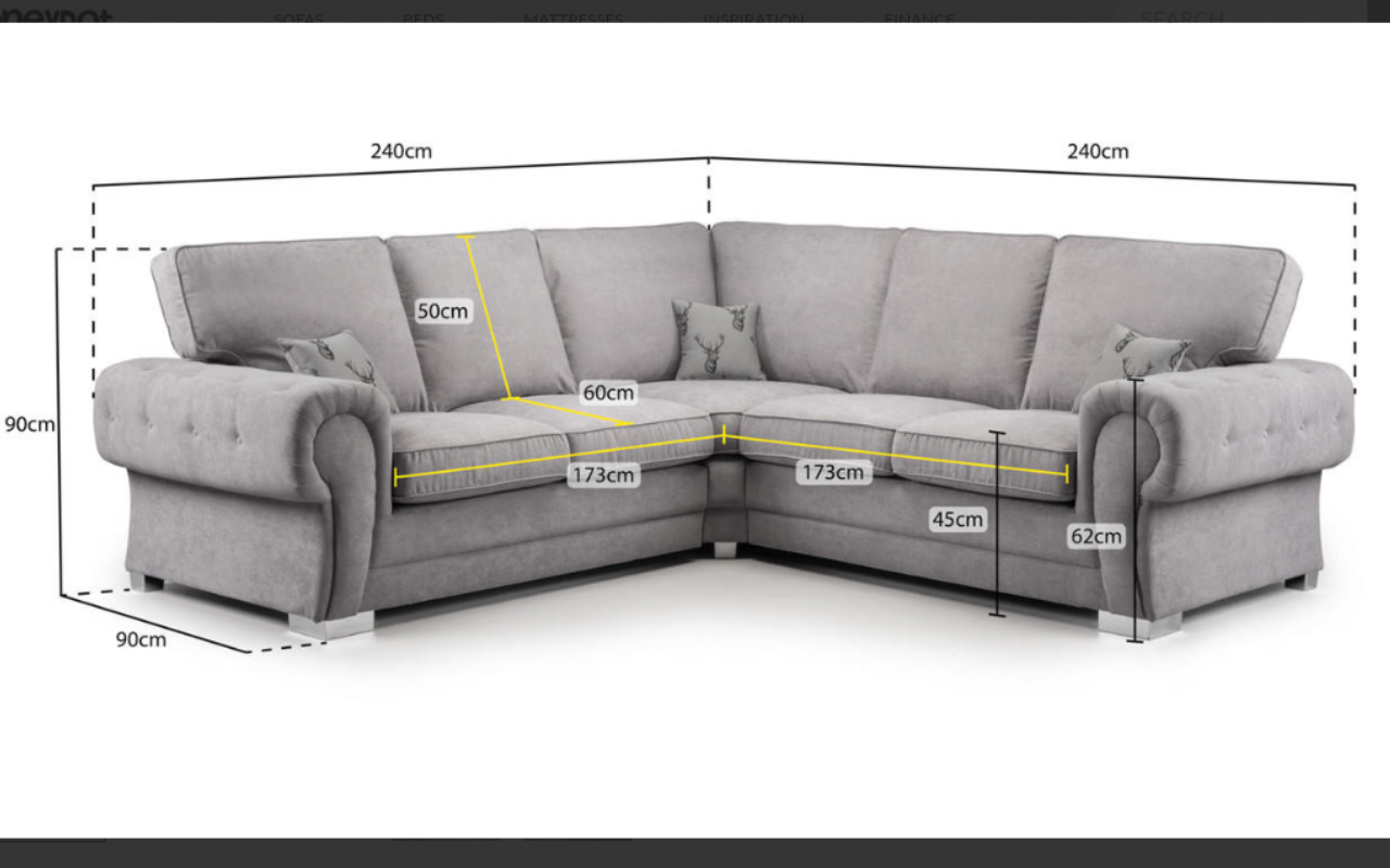 Serona Grey Fabric Full Back Corner Sofa