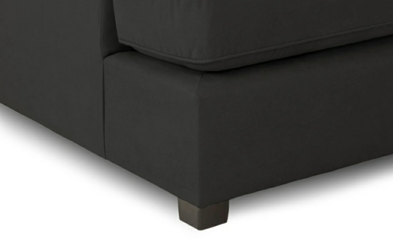 Carnaby Cinema Black Fabric U Shape High Back Corner Sofa + Footstool