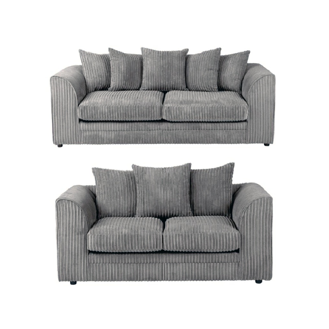 Grey Jumbo Cord Truro 3 + 2 Sofa Set