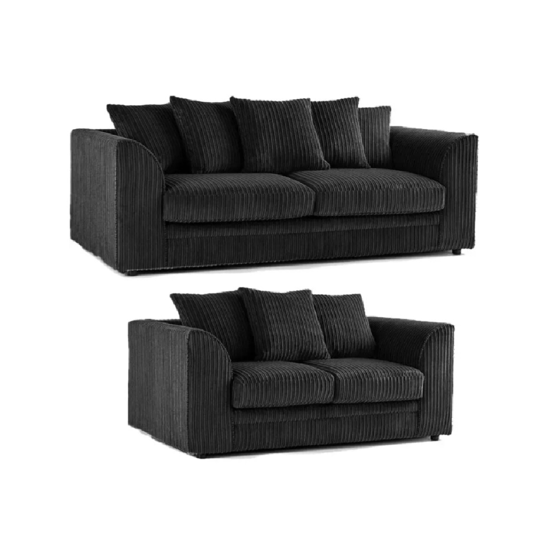 Black Jumbo Cord Truro 3 + 2 Sofa Set