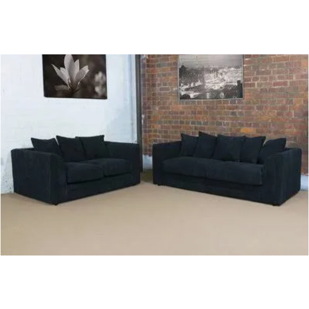 Black Jumbo Cord Truro 3 + 2 Sofa Set