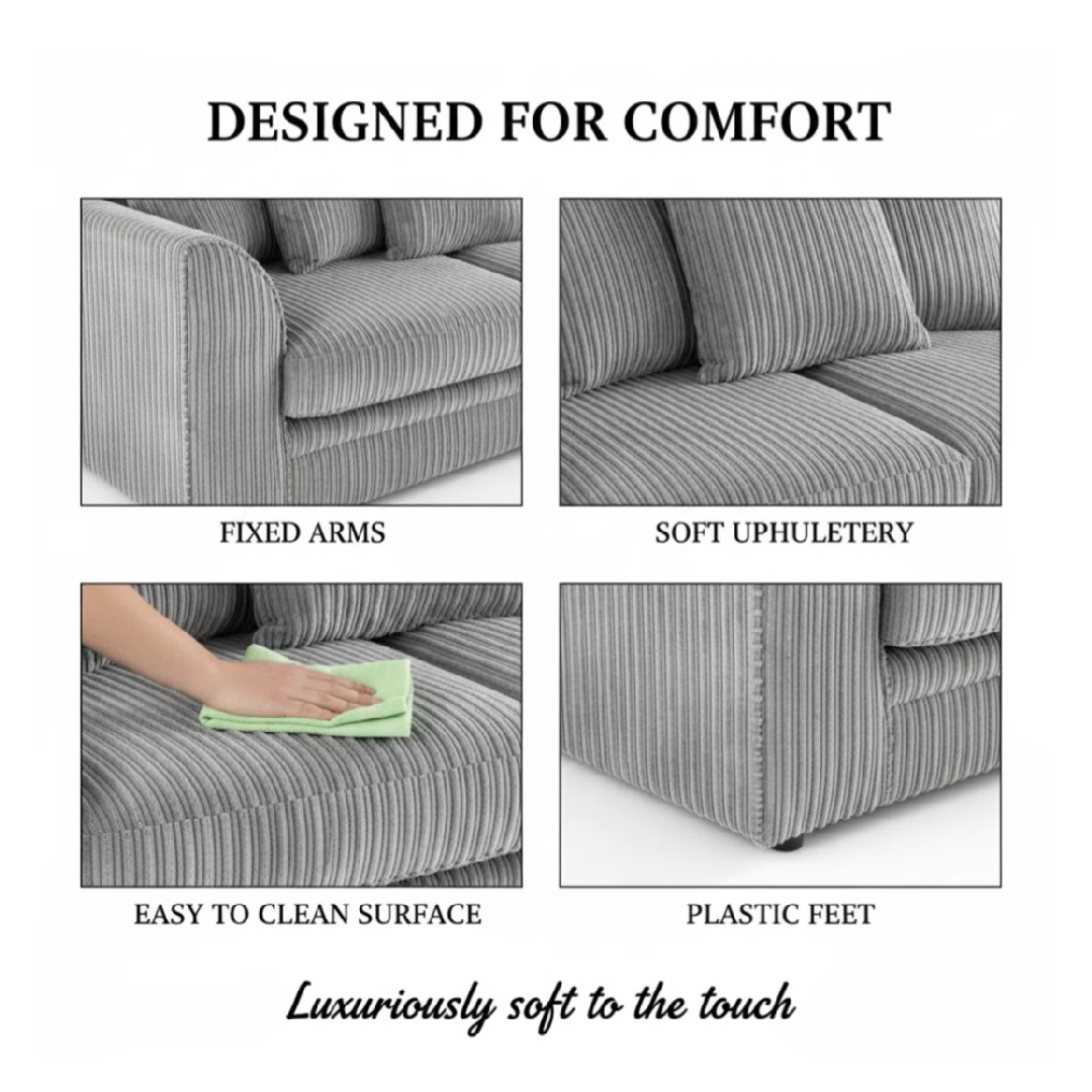 Black Jumbo Cord Truro 3 + 2 Sofa Set