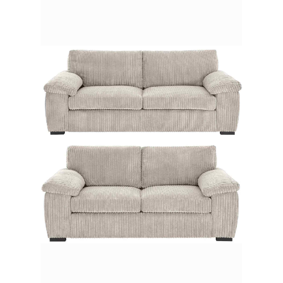 Taupe Jumbo Cord Full Back Portland 3 + 2 Sofa Set