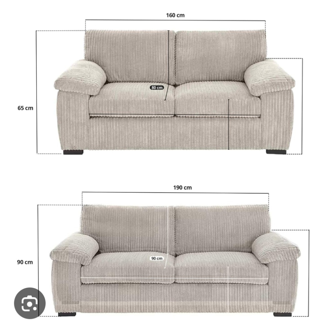 Chocolate Jumbo Cord Full Back Portland 3 + 2 Sofa Set