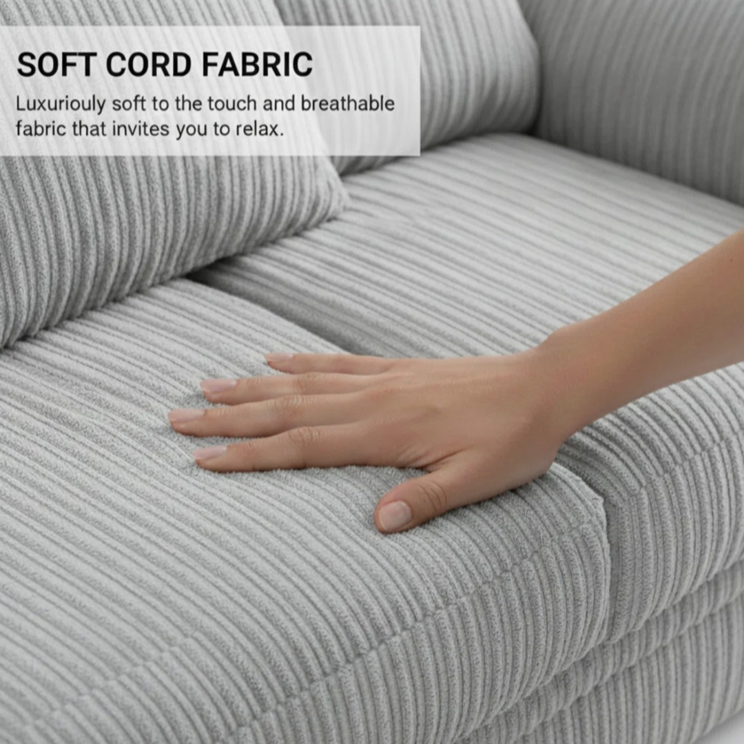 Truro Black Soft Jumbo Cord Corner Sofa