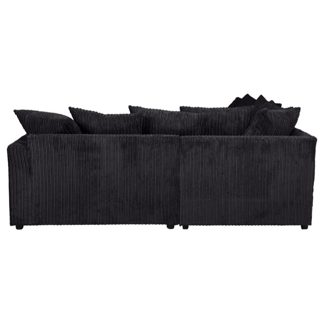Truro Black Soft Jumbo Cord Corner Sofa