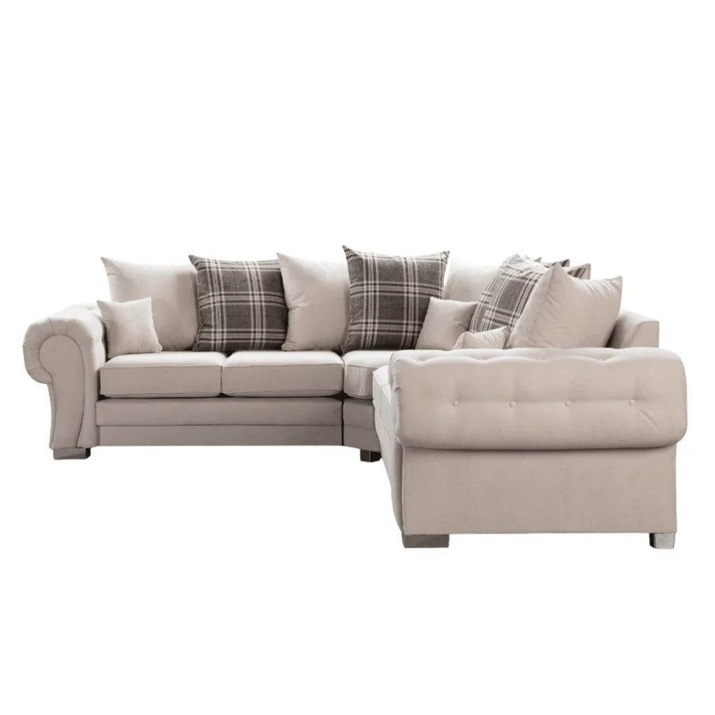 Serona Cancun Beige Fabric Scatter Cushions 5 Seater Sofa
