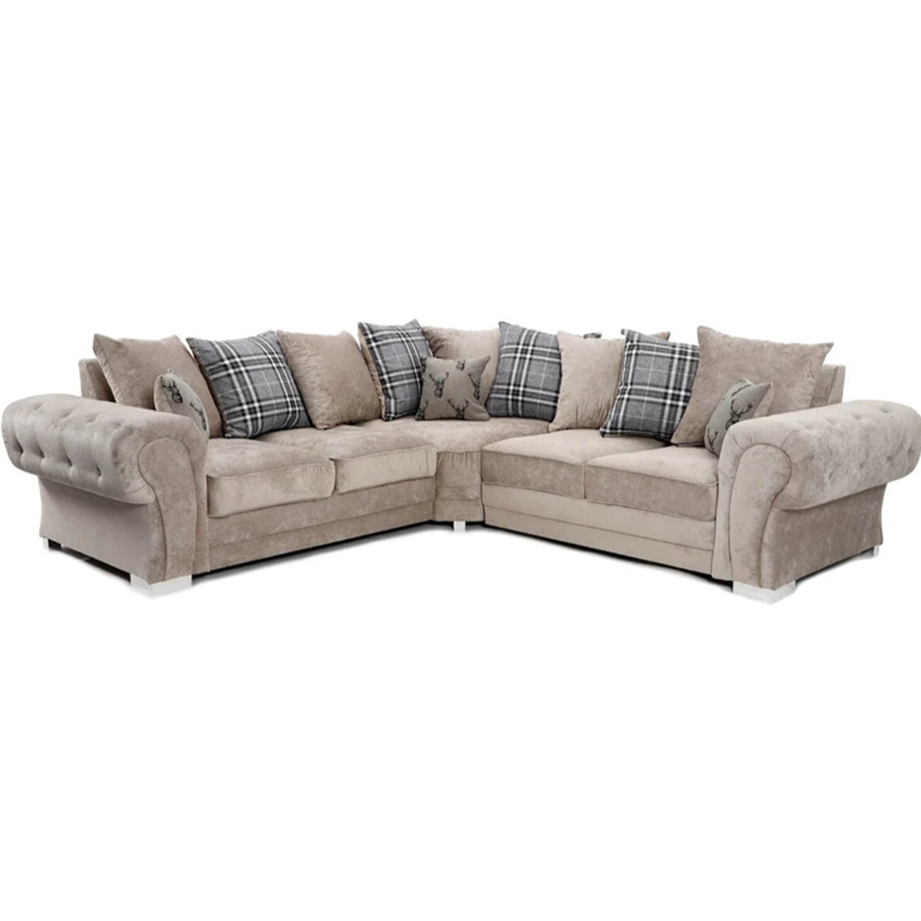 Serona Cancun Beige Fabric Scatter Cushions 5 Seater Sofa