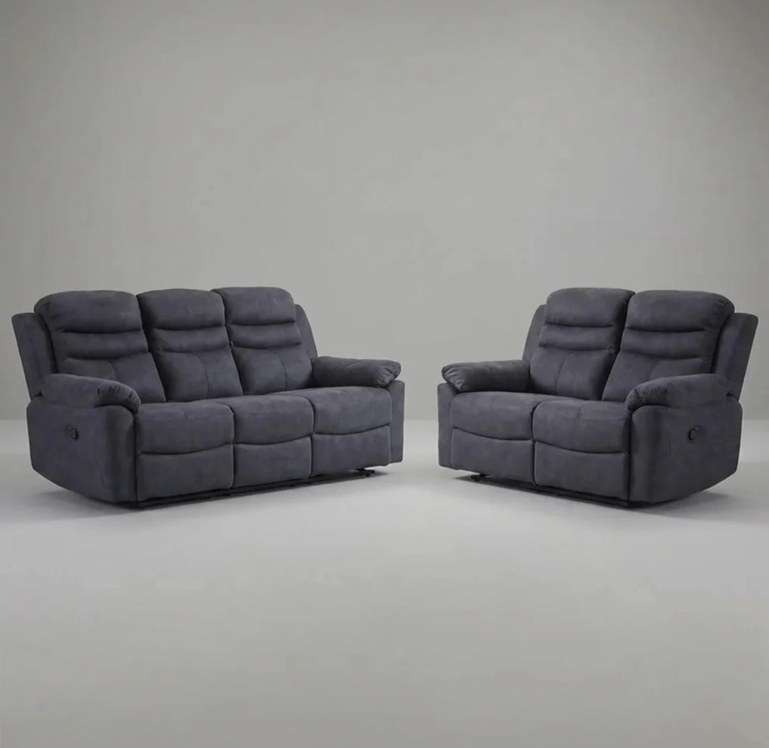 Conway Grey Fabric Recliner 3+2 Seater Sofa Set