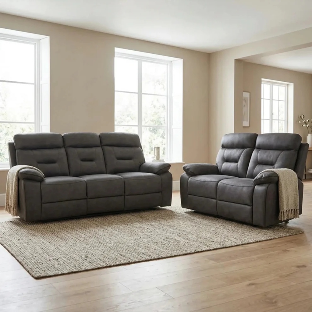Foster Charcoal Fabric Electric Recliner 3 + 2 Seater Sofa Set