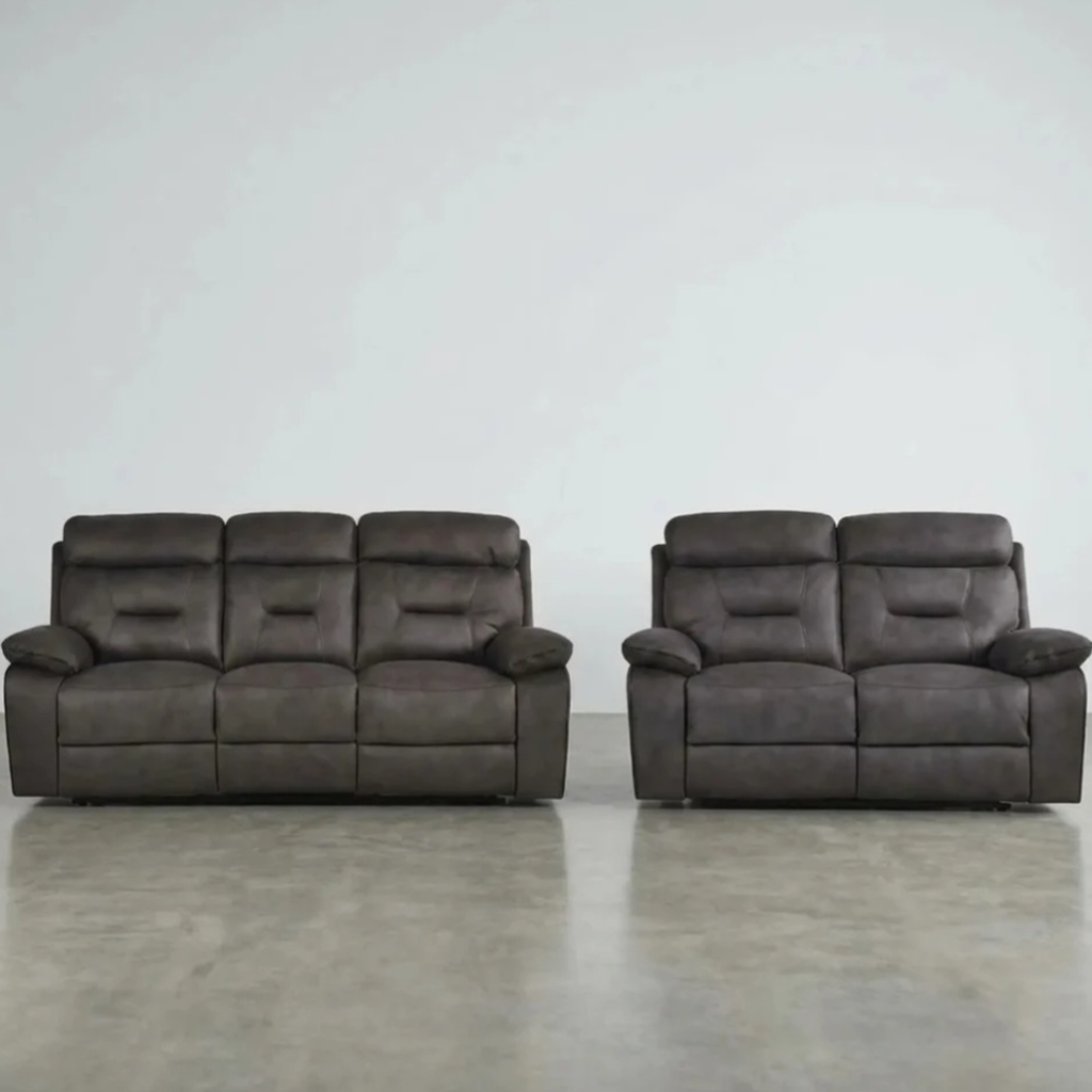 Foster Charcoal Fabric Electric Recliner 3 + 2 Seater Sofa Set