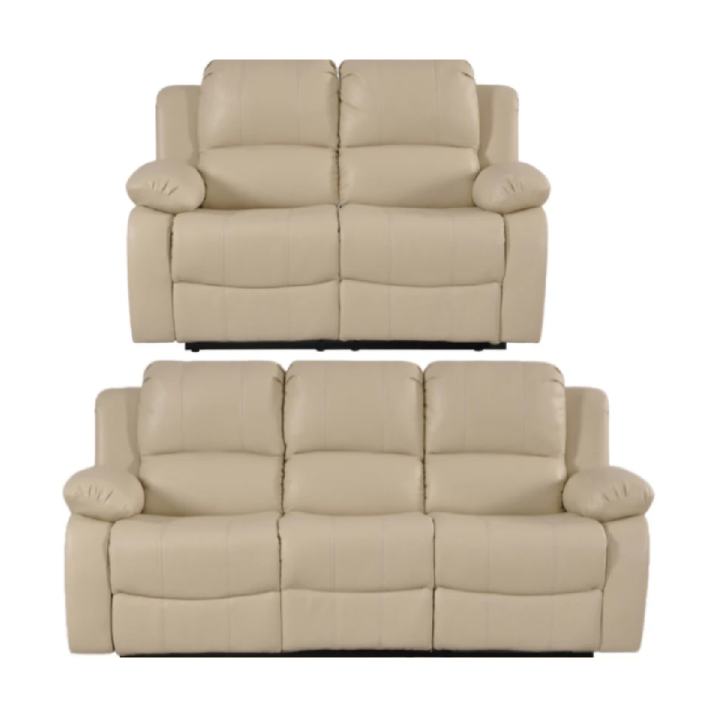 Valencia Cream Leather Recliner 3+2 Seater Sofa Set