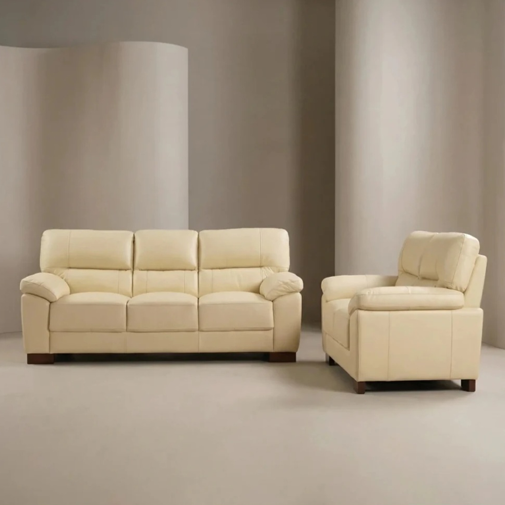 Westminster Beige/Cream Genuine Leather 3 + 2 Seater Sofa Set