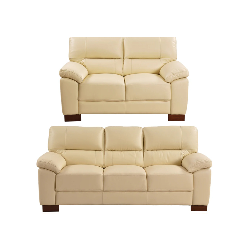 Westminster Beige/Cream Genuine Leather 3 + 2 Seater Sofa Set