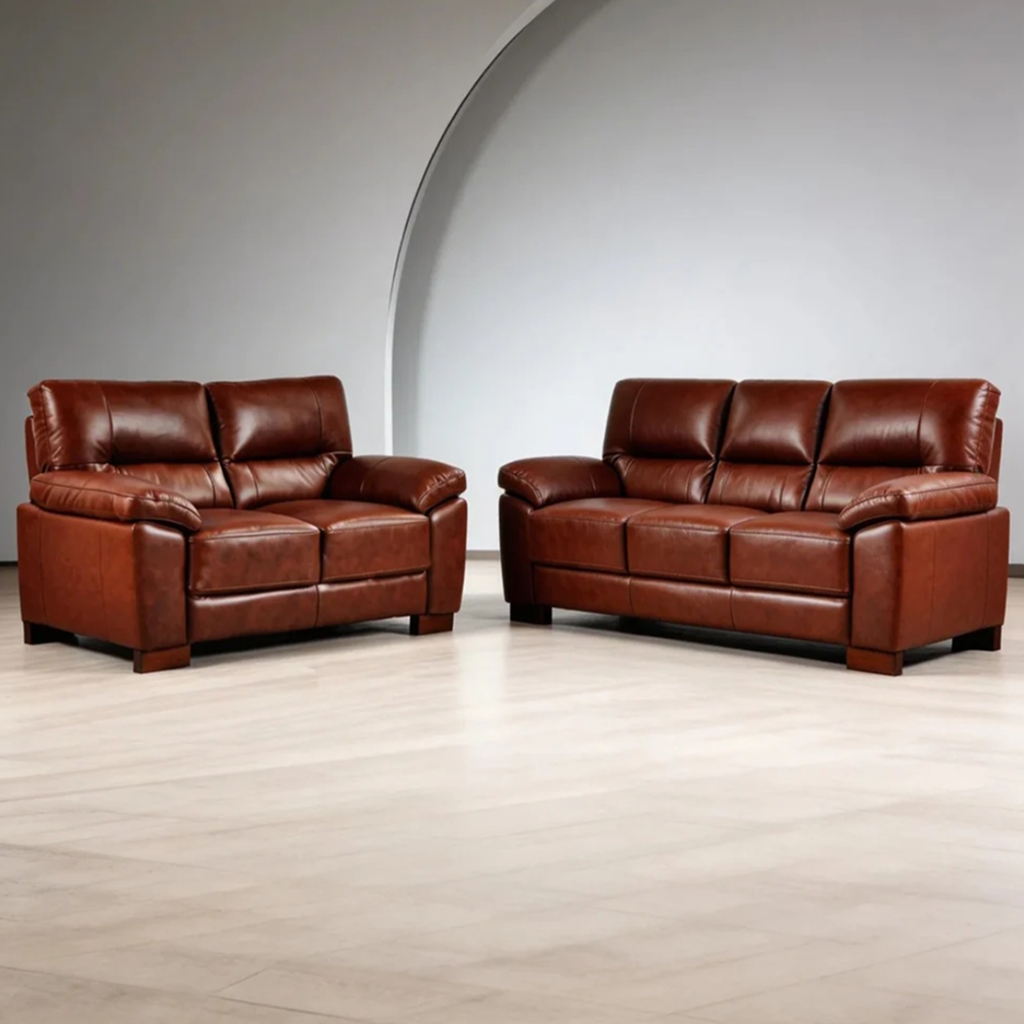 Westminster Rich Tan Genuine Leather 3 + 2 Seater Sofa Set