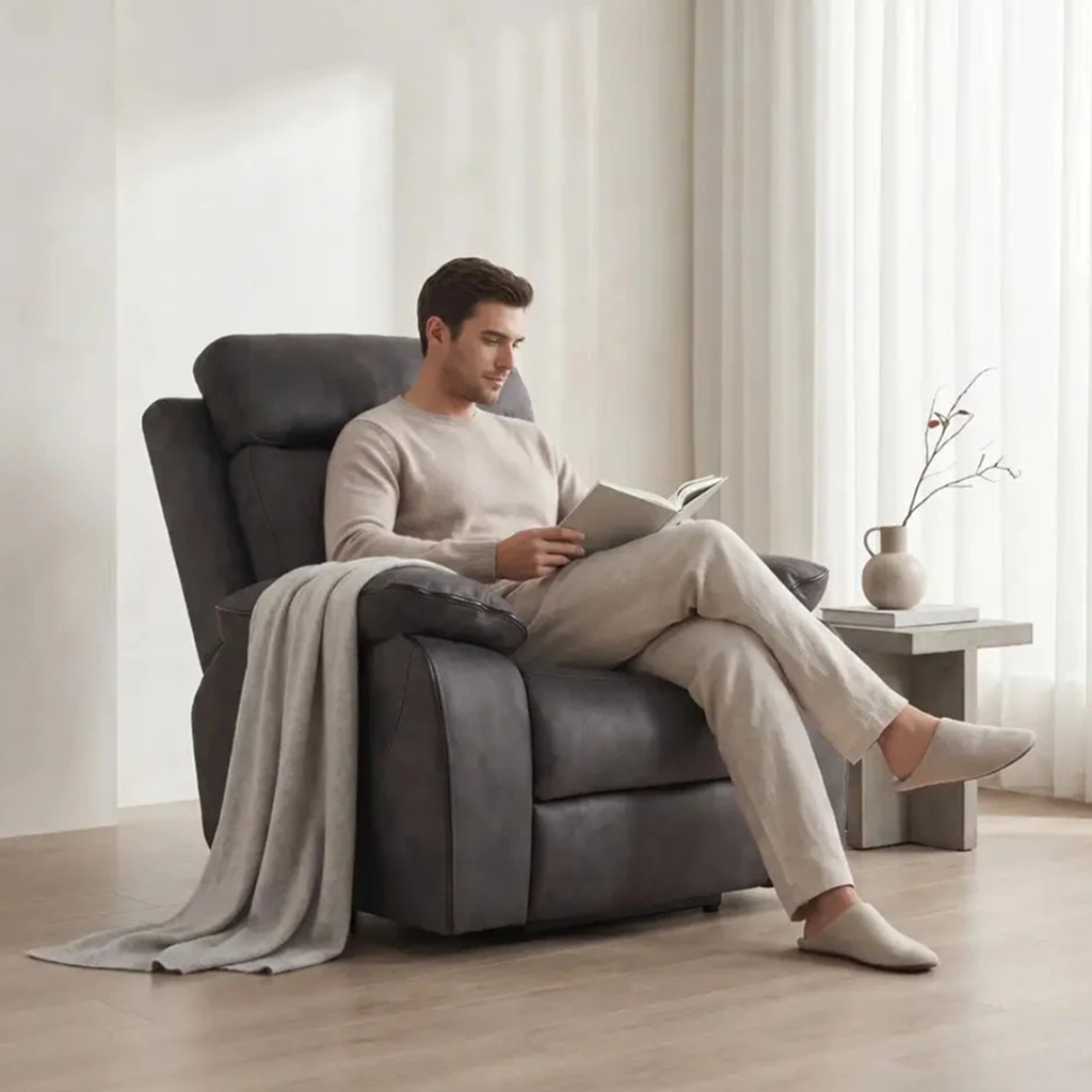 Foster Charcoal Fabric Electric Recliner Armchair