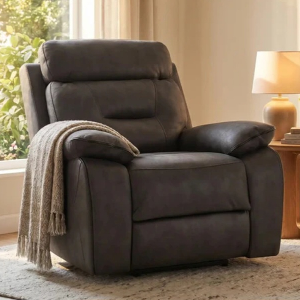 Foster Charcoal Fabric Electric Recliner Armchair