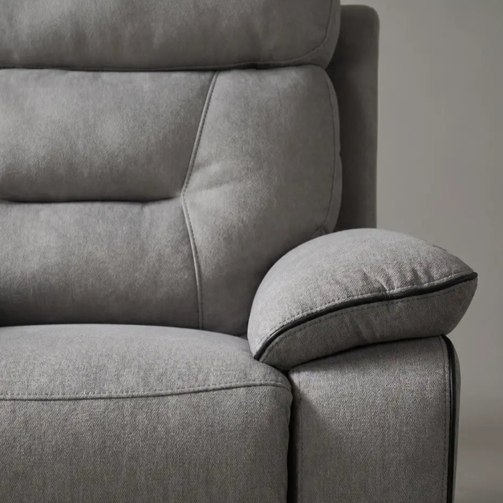 Foster Light Shark Grey Fabric Electric Recliner Armchair