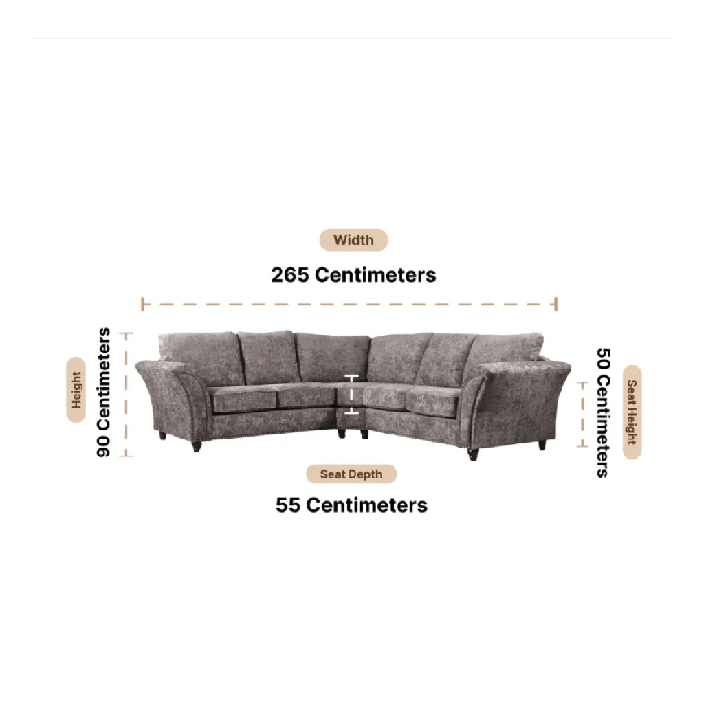 Canterbury Truffle Fabric High Back Corner Sofa