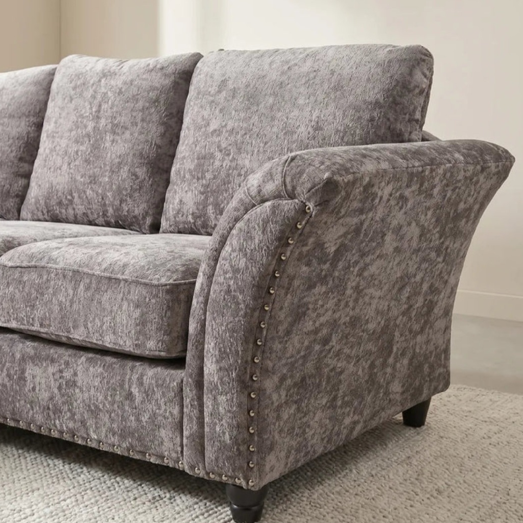 Canterbury Truffle Fabric High Back Corner Sofa