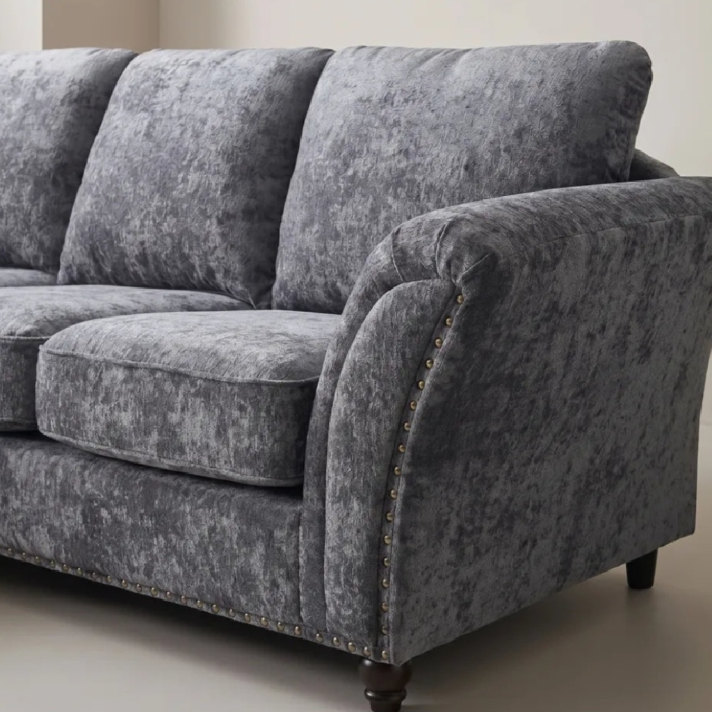 Canterbury Grey Fabric High Back Corner Sofa