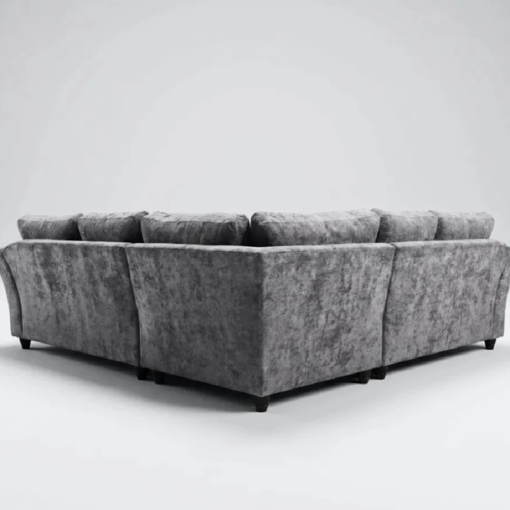 Canterbury Grey Fabric High Back Corner Sofa