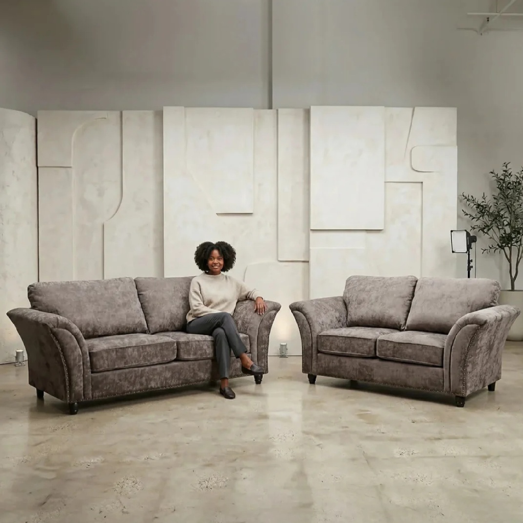 Canterbury Truffle Fabric 3+2 Seater Sofa Set