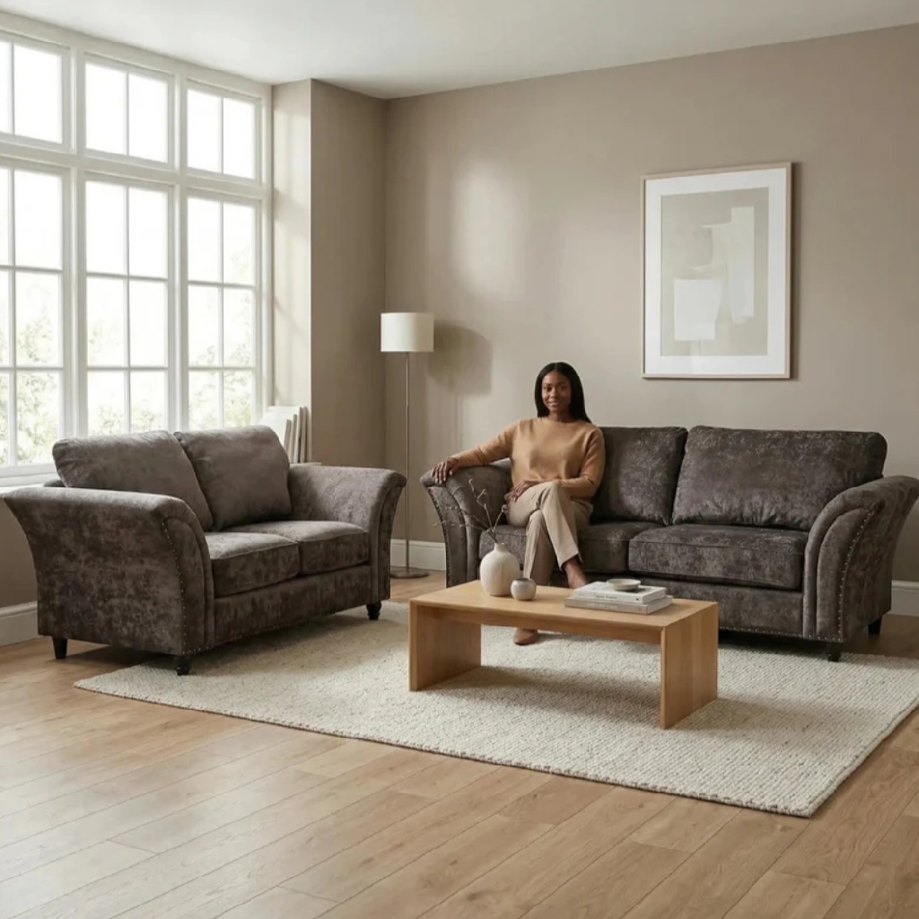 Canterbury Truffle Fabric 3+2 Seater Sofa Set