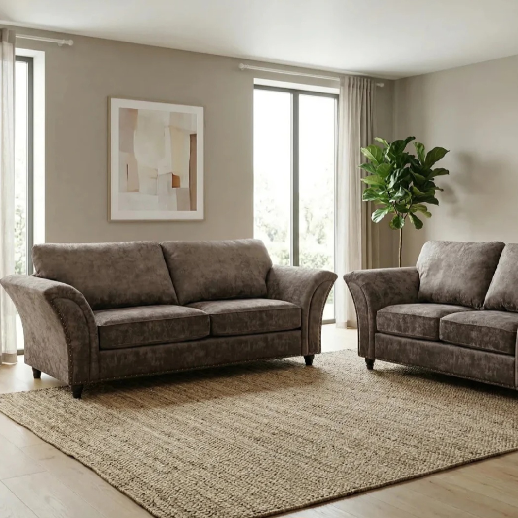 Canterbury Truffle Fabric 3+2 Seater Sofa Set