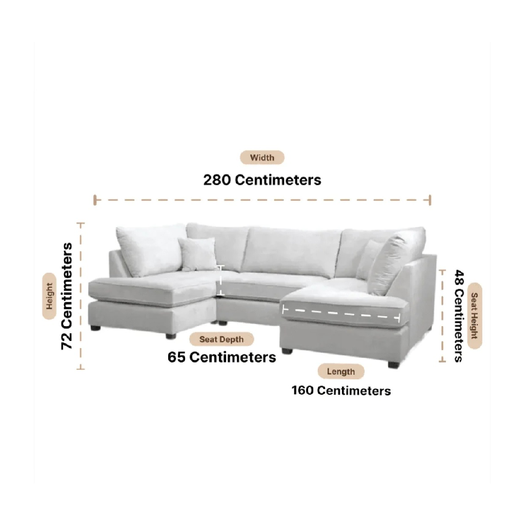 Carnaby Cinema Silver Fabric U Shape High Back Corner Sofa + Footstool