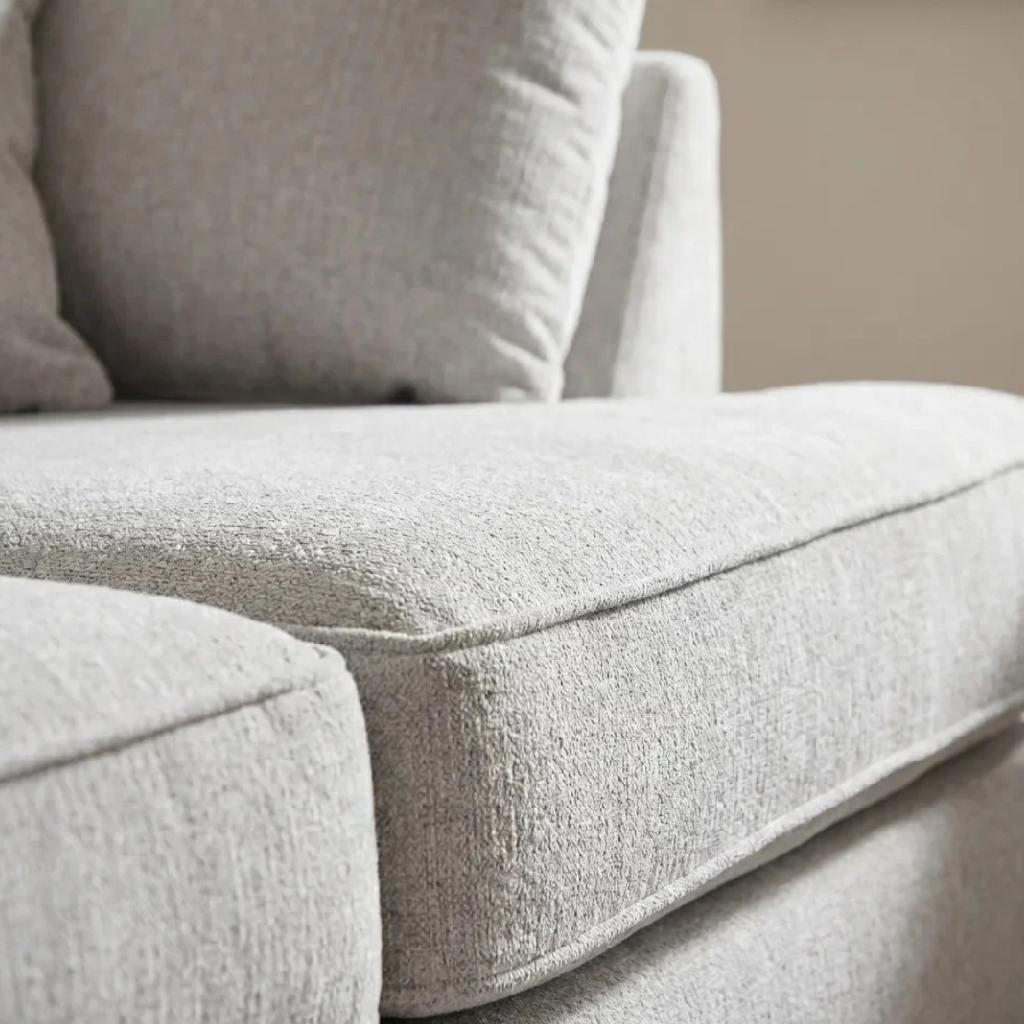 Carnaby Cinema Silver Fabric U Shape High Back Corner Sofa + Footstool