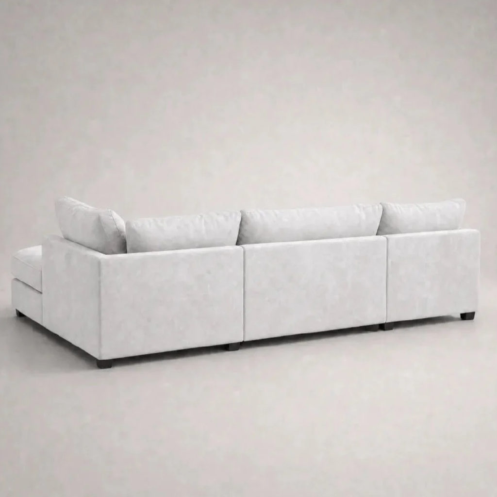 Carnaby Cinema Silver Fabric U Shape High Back Corner Sofa + Footstool