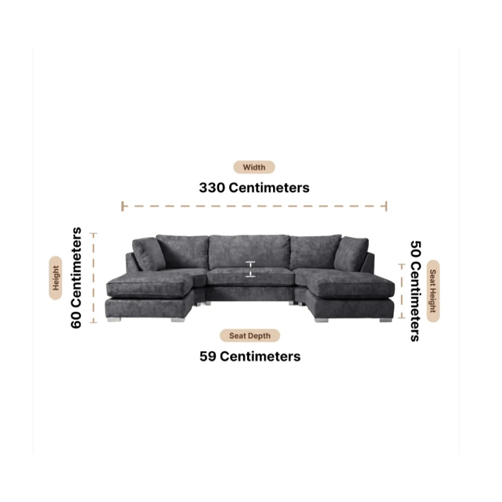 Bishop  Coal Alska Fabric U Shaped High Back Corner Sofa