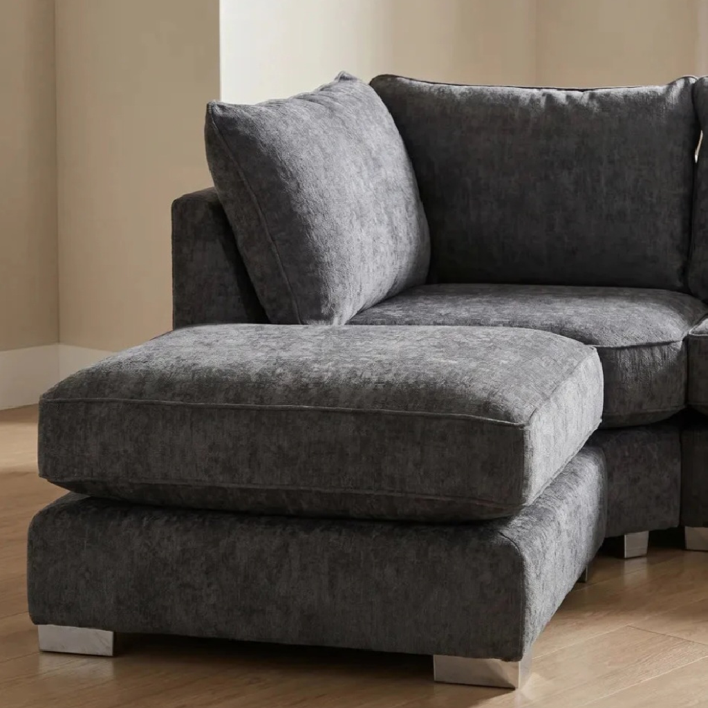 Bishop  Coal Alska Fabric U Shaped High Back Corner Sofa