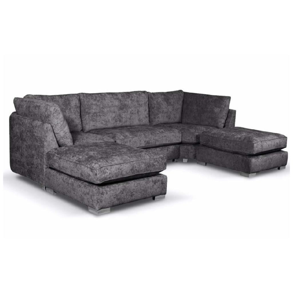Bishop  Coal Alska Fabric U Shaped High Back Corner Sofa